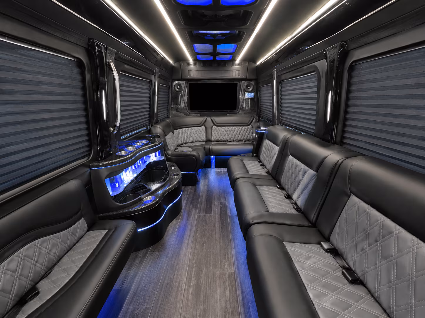 warwick 50 passenger party bus interior